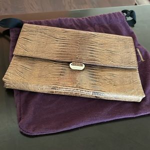 Charles David brown leather clutch purse